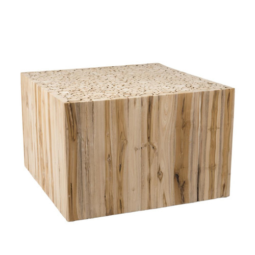 Table basse carrée bois nature en Teck - CAMIL - Edition Authentique Salon