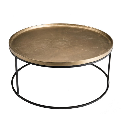 Table basse ronde 88cm aluminium doré pieds ronds - JANICE