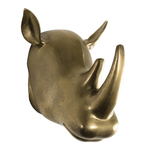 Statue rhinoceros aluminium doré - JANICE - Promos deco design 30 a 40