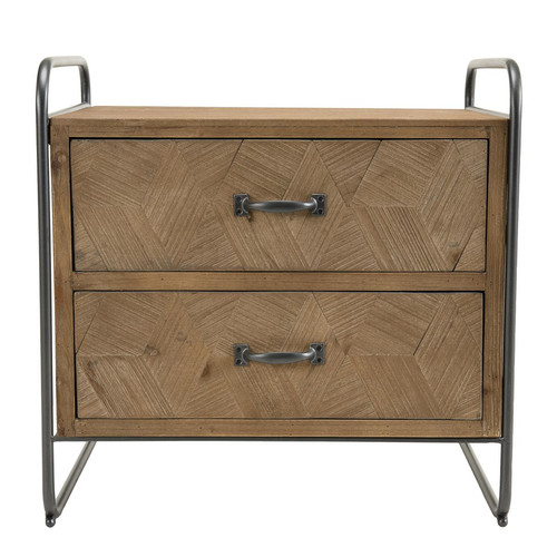 Table de chevet 2 tiroirs en Sapin et pieds métal - ZELIA - Macabane meubles