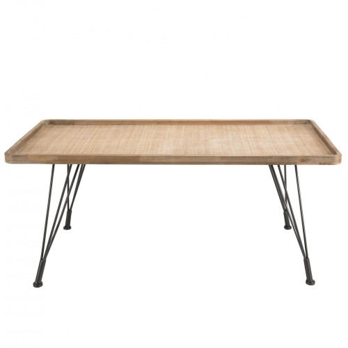 Table basse rectangulaire cannage pieds métal - KORINA Macabane  - Salon meuble deco