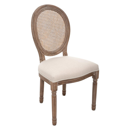 Chaise Cannage  effet Lin CLEON Blanc - Edition vintage