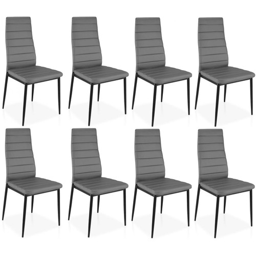Lot de 8 chaises grises en métal San José