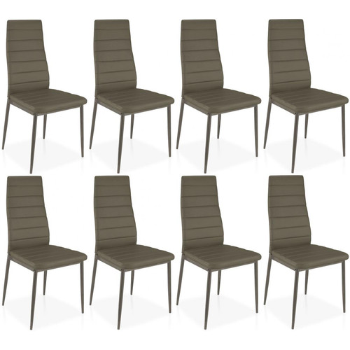 Lot de 8 chaises taupe en métal San José - Chaise marron design