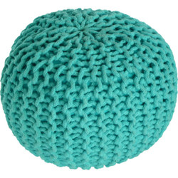 Pouf maille turquoise 30x20cm LUCE