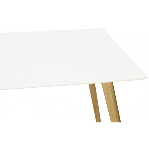 Table à manger rectangulaire blanche pieds bois CANDY