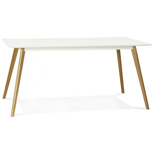 Table à manger rectangulaire blanche pieds bois CANDY - Deco scandinave baltik room