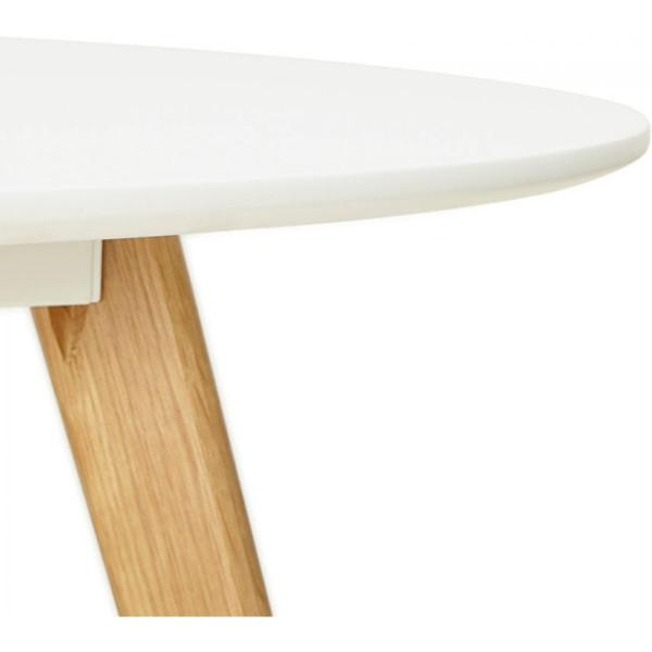 Table à manger ronde blanche pieds bois CAMSOU