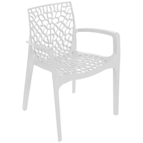 Chaise Design Blanche Avec Accoudoirs GRUYER - Promos chaise