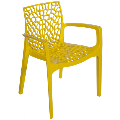 Chaise Design Jaune Avec Accoudoirs GRUYER - Chaise jaune design