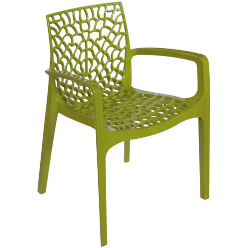 Chaise Design Verte Anis Avec Accoudoirs GRUYER - Chaise verte