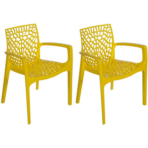 Lot De 2 Chaises Jaunes Avec Accoudoirs GRUYER - Chaise jaune design