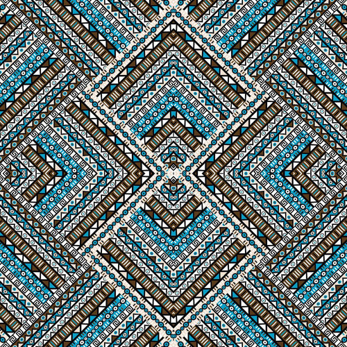 Tableau The Fifth Patchwork Ethnicia 60 x 60 DeclikDeco  - Tableau design bleu