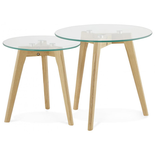 Ensemble de deux tables basses avec plateau en verre transparent 50x50x45 cm SWAN 3S. x Home  - Table basse