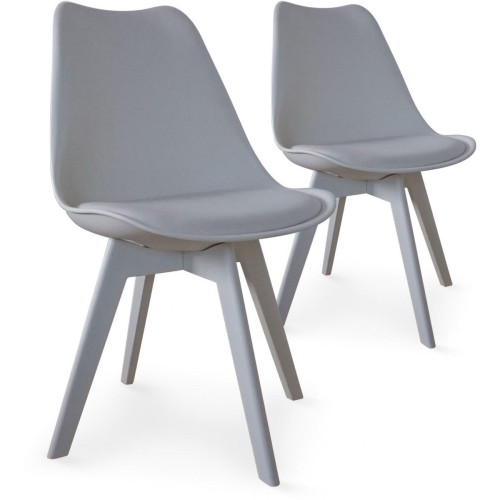 Lot de 2 chaises scandinaves grises NIRA 3S. x Home  - Lot de 2 chaises design