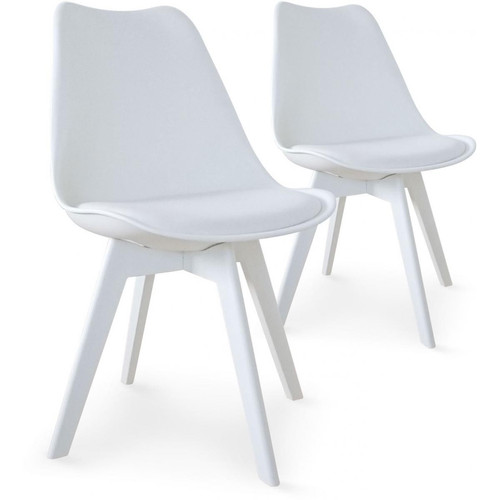 Lot de 2 chaises scandinaves blanches NIRA 3S. x Home  - Lot de 2 chaises design