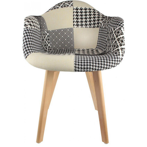 Chaise scandinave avec accoudoir patchwork bicolore FJORD 3S. x Home  - Chaise design et tabouret design