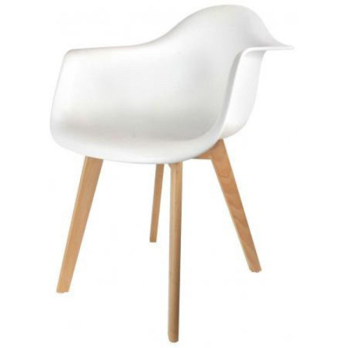 Chaise scandinave avec accoudoir blanc FJORD - Promos deco design 20 a 30
