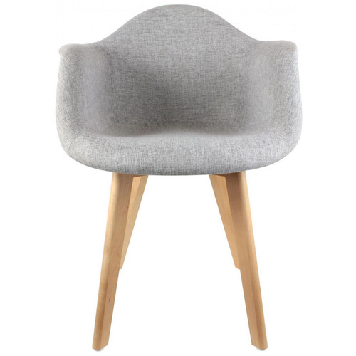 Chaise scandinave avec accoudoir tissu gris FJORD - Promos chaise