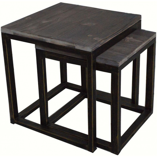 Set de 2 tables gigognes en métal STAKA - 3S. x Home - Table basse marron