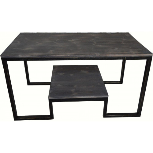 Table basse double plateau en métal et bois ARYAN 3S. x Home  - Table basse bois design