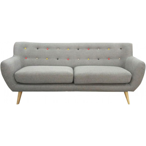 Canapé 3 places avec boutons multicolores ALGANIA Gris 3S. x Home  - Deco meuble design scandinave