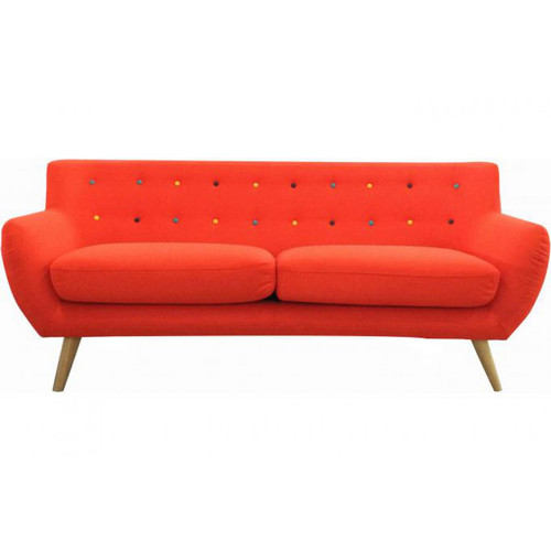 Canapé 3 places avec boutons multicolores ALGANIA Orange 3S. x Home  - Canape tissu design