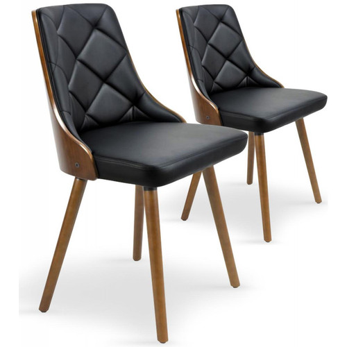 Lot de 2 chaises scandinave noisette et noir HADRA 3S. x Home  - Chaise design
