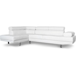 Canapé d'angle blanc avec têtière relevable MADURI