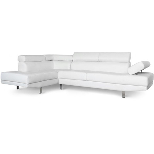 Canapé d'angle blanc avec têtière relevable MADURI 3S. x Home  - Banquette et canape design