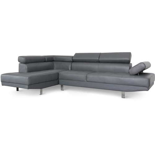 Canapé d'angle gris avec têtière relevable MADURI 3S. x Home  - Banquette et canape design