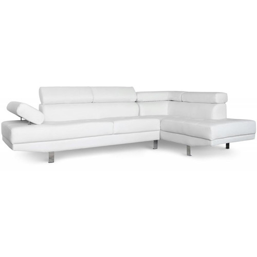 Canapé d'angle blanc avec têtière relevable MADURI - Canape d angle design