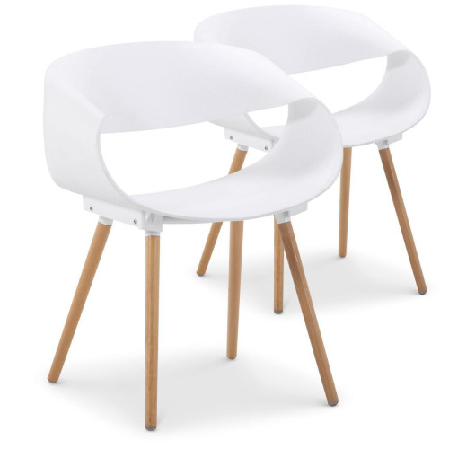 Lot de 2 chaises design blanches EIK 3S. x Home  - Boutique de Noël