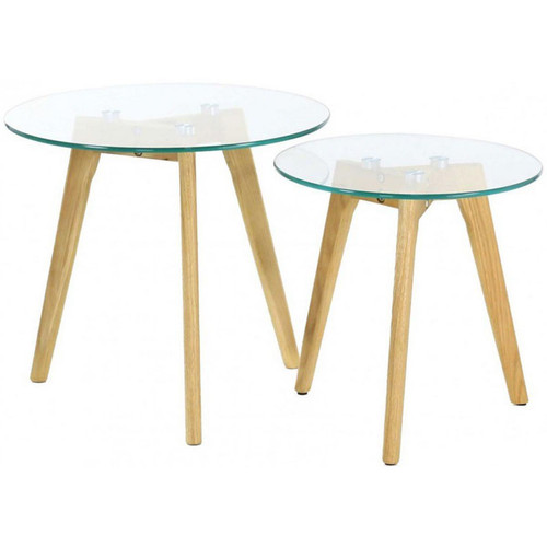 Lot de 2 Tables Gigognes Verre Trempé D50 VITRO - Table basse verre design