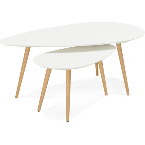 Ensemble de deux tables gigognes scandinaves blanches STACY 3S. x Home  - Salon meuble deco