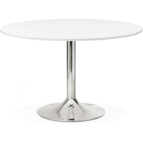 Table ronde avec plateau en bois blanc et pied en métal ADDISON - Salle a manger