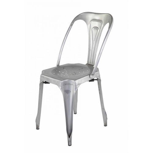 Chaise Industrielle Argent Métal KIRK - Chaise metal design