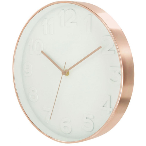 Horloge Ronde Blanche Et Cuivre D30 SANDUHR - Promos deco design 30 a 40