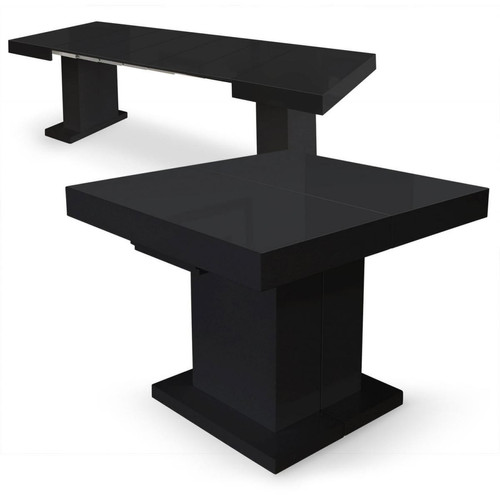 Table Extensible Noir Laqué 90x100 à 90x250 CHILL - Edition Contemporain Salle à manger