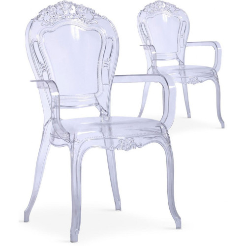Lot de 2 Chaises avec Accoudoirs Transparentes PAULINE 3S. x Home  - Chaise violette design