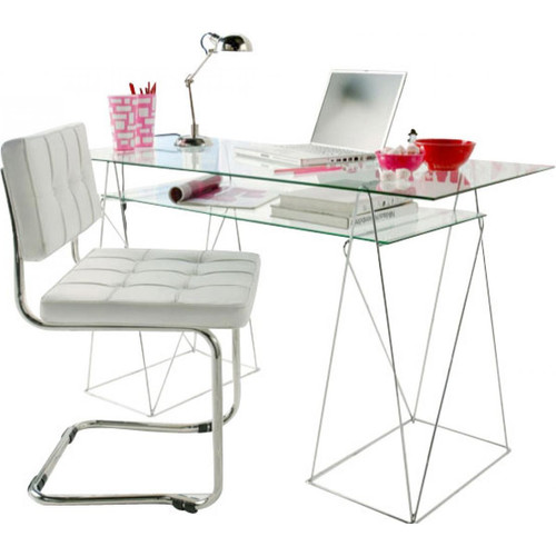 Bureau en verre double plateaux Byblos - Kare design deco rangement meuble