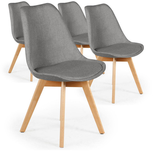 Lot De 4 Chaises Scandinaves En Tissu Gris ESBEN - 3S. x Home - Chaise design et tabouret design