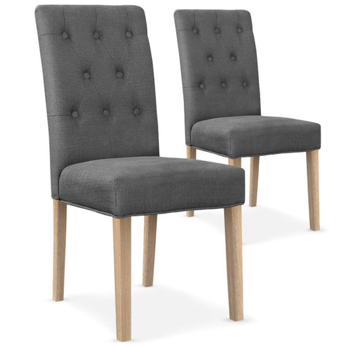 Lot De 2 Chaises Design En Tissu Gris COSTA 3S. x Home  - Chaise design