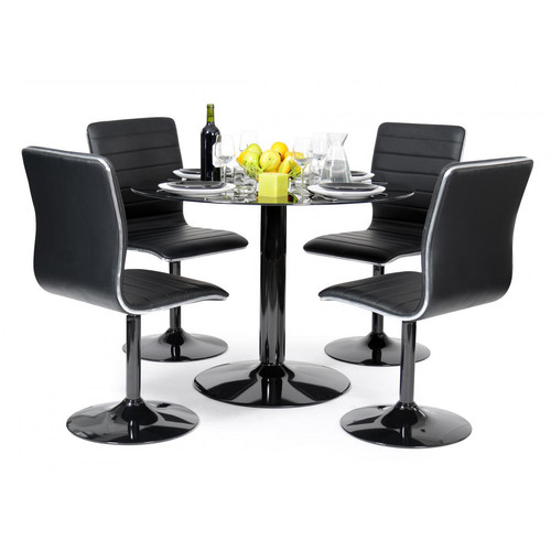 Table et 4 Chaises Pivotantes Moderne Chic Noires REGALO