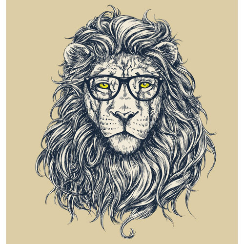 Tableau Animal Hipster Lion Hipster 50x50 DeclikDeco  - Tableau baroque