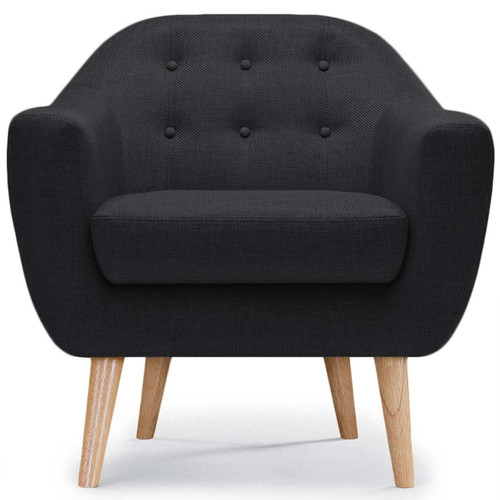 Fauteuil Scandinave Tissu Noir FIDELIO 3S. x Home  - Pouf et fauteuil design