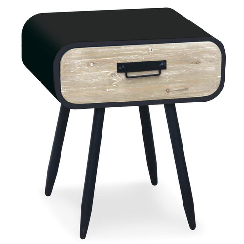 Table de Chevet Métal Noir 1 Tiroir MAXIME - Deco chambre adulte design