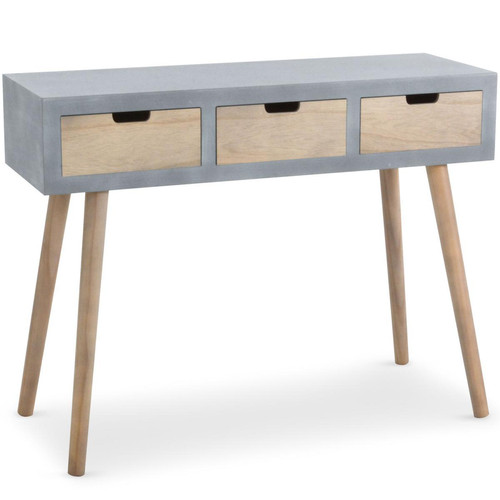 Console Grise et Bois 3 Tiroirs VERAH - Deco meuble design scandinave