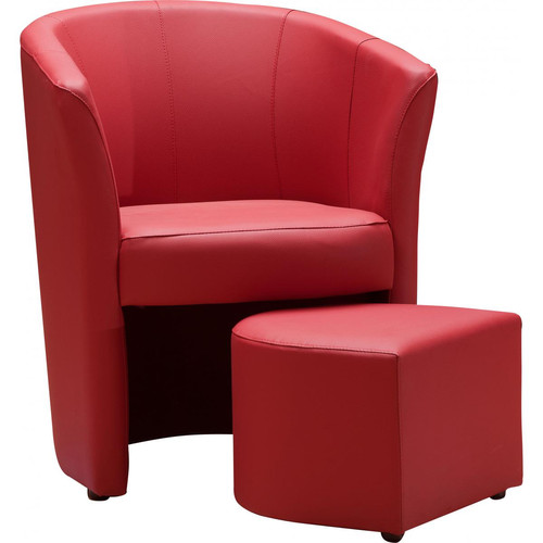 Fauteuil Cabriolet Repose Pieds Rouge BUZZ - Pouf et fauteuil design