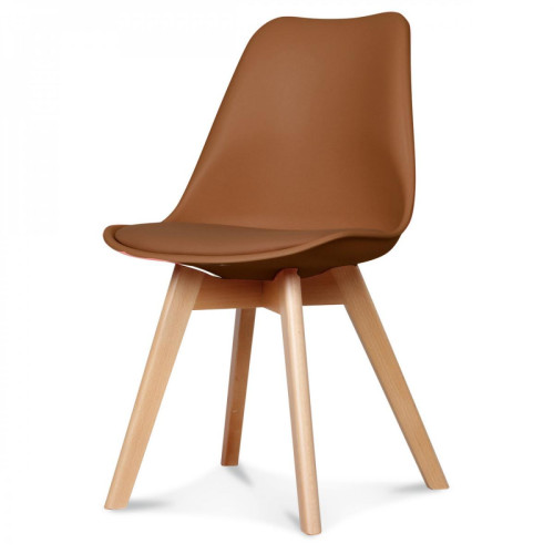 Chaise DESIGN STYLE Scandinave Caramel ESBEN - Chaise marron design